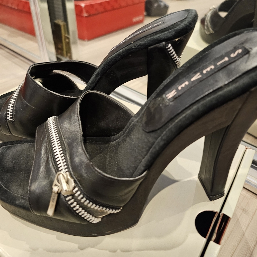 Steve Madden strapless high heels chunky with zipper size 7 1/2 - Picture 5 of 10